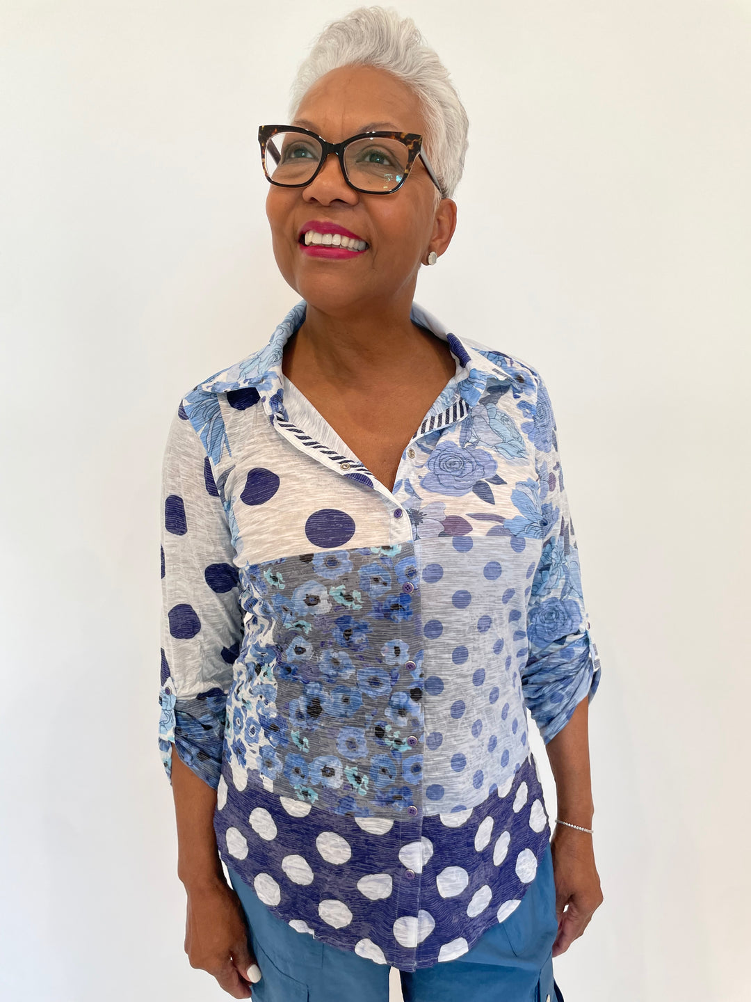 David Cline Mia Roll-Up Shirt in Denim available at Barbara Katz