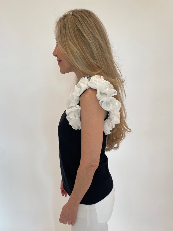 Bariloche Apumer Sleeveless Rose Top in Black available at Barbara Katz