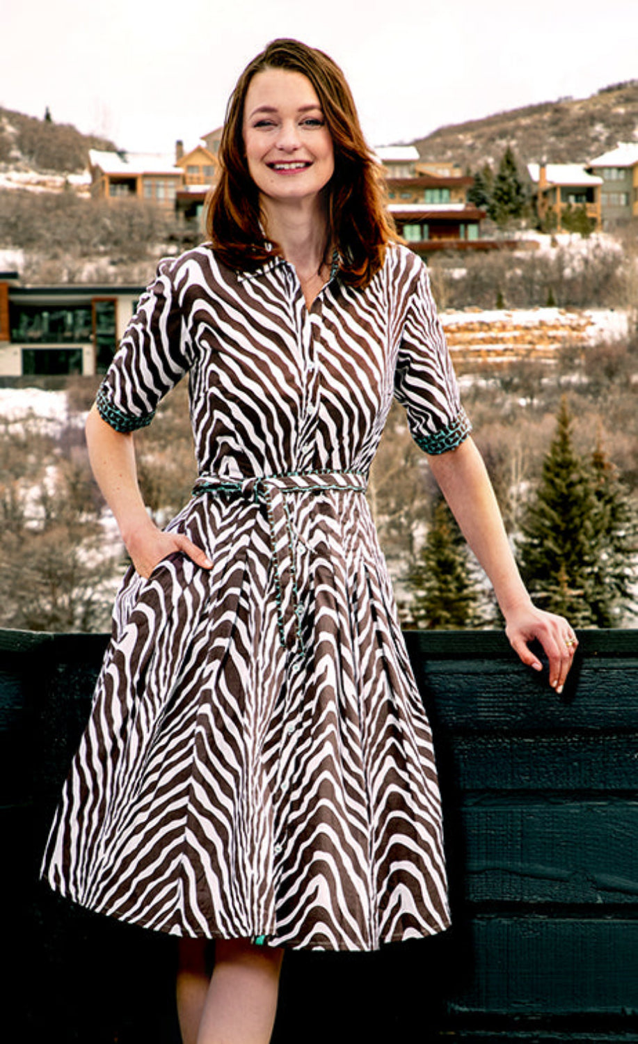 Dizzy-Lizzie Mrs. Maisel Dress - Chocolate Zebra Print available at Barbara Katz