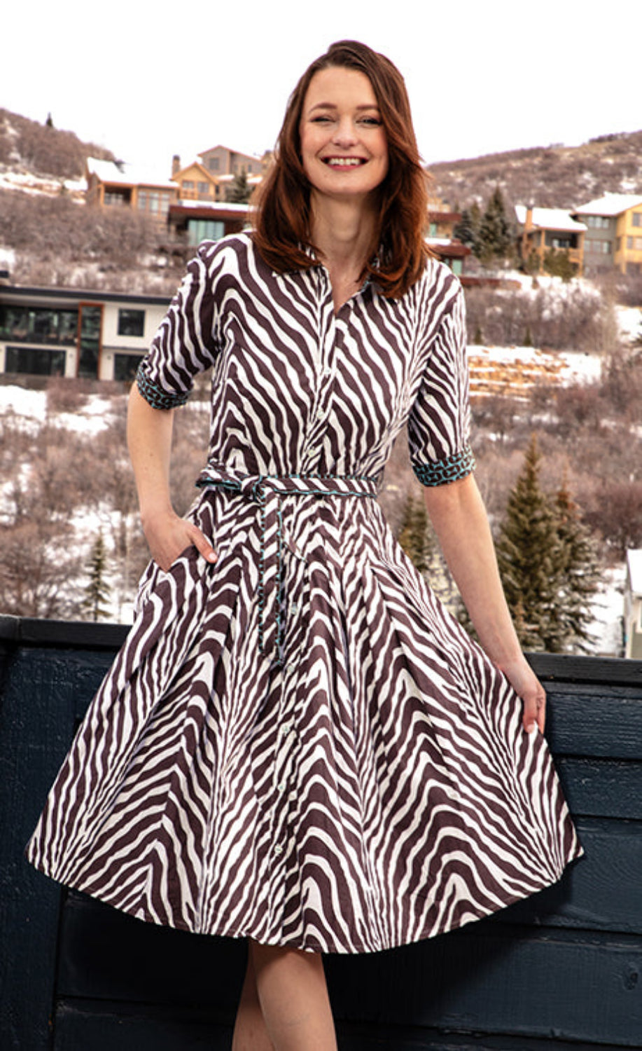 Dizzy-Lizzie Mrs. Maisel Dress - Chocolate Zebra Print available at Barbara Katz