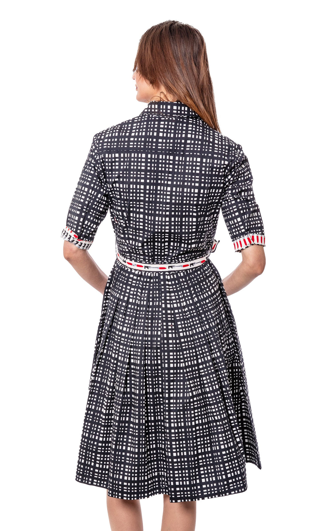 Dizzy-Lizzie Mrs Maisel Dress - Black and White Grid Print available at Barbara Katz