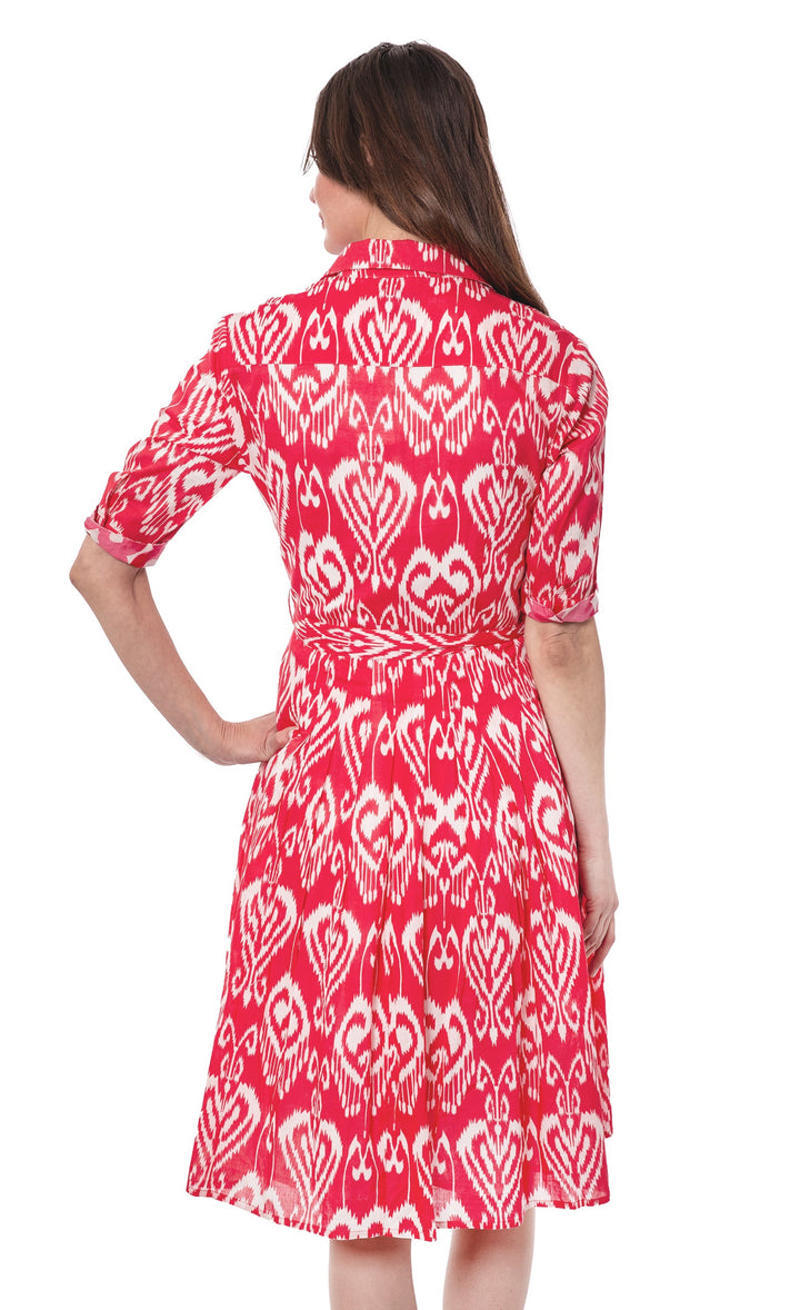 Dizzy-Lizzie Mrs Maisel Dress - Pink White Ikat available at Barbara Katz