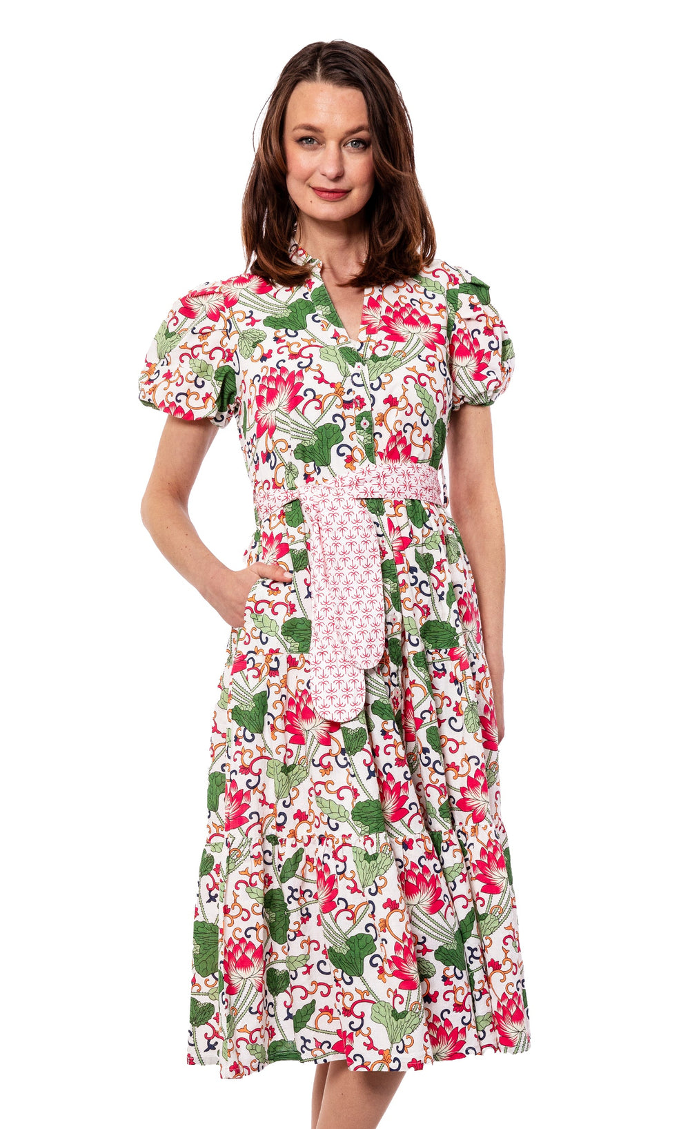 Dizzy-Lizzie Litchfield Dress - White Floral available at Barbara Katz