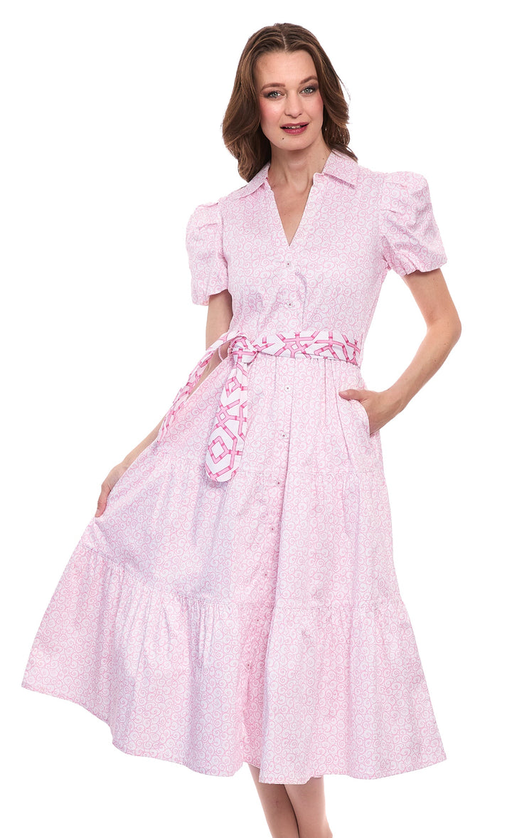 Dizzy-Lizzie Litchfield Dress - Pink White Swirl Print available at Barbara Katz