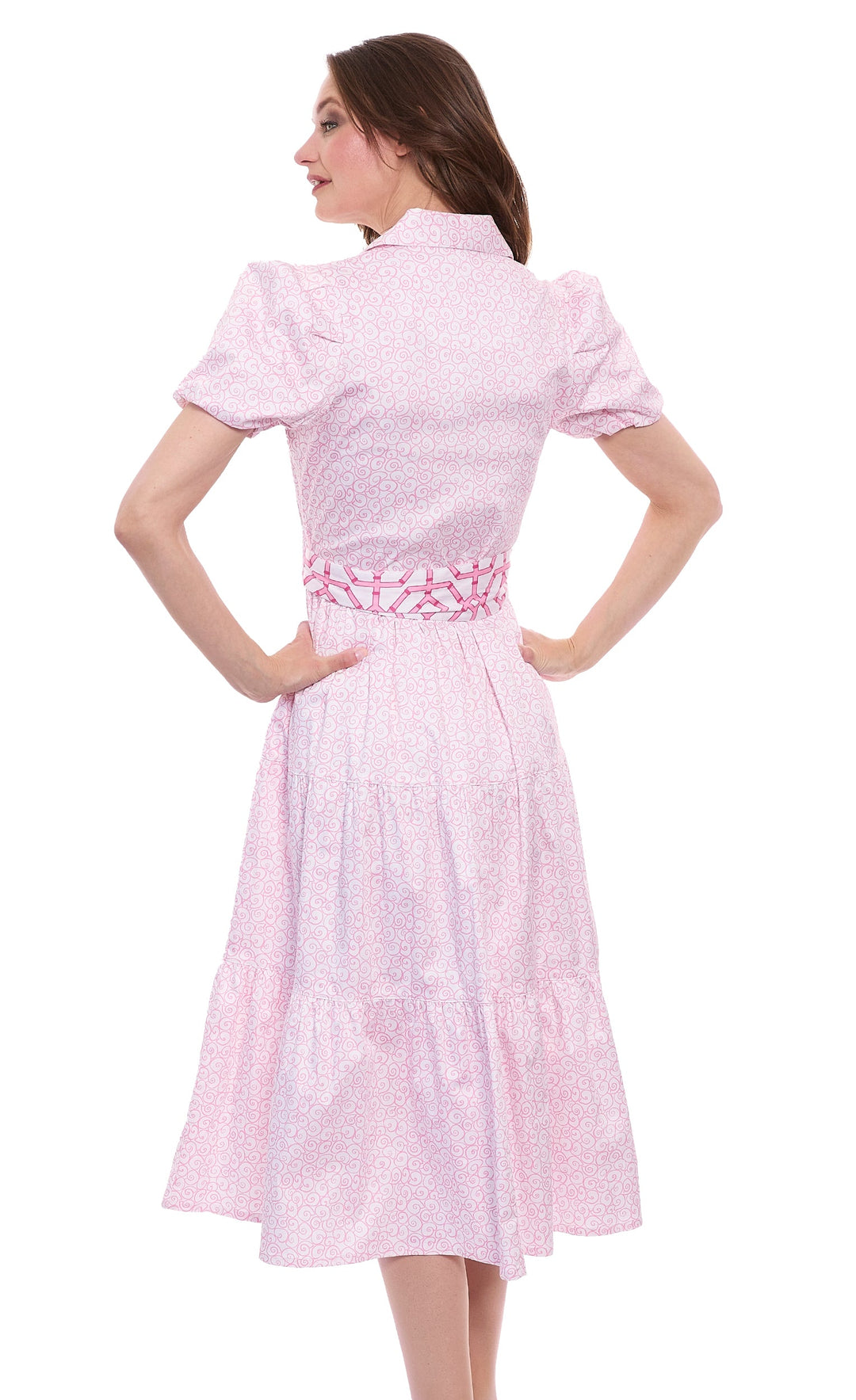 Dizzy-Lizzie Litchfield Dress - Pink White Swirl Print available at Barbara Katz