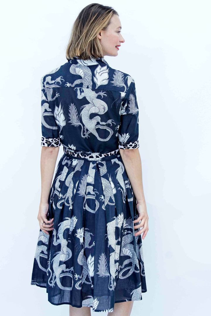 Dizzy-Lizzie Mrs Maisel Dress - Black Iconic Print available at Barbara Katz