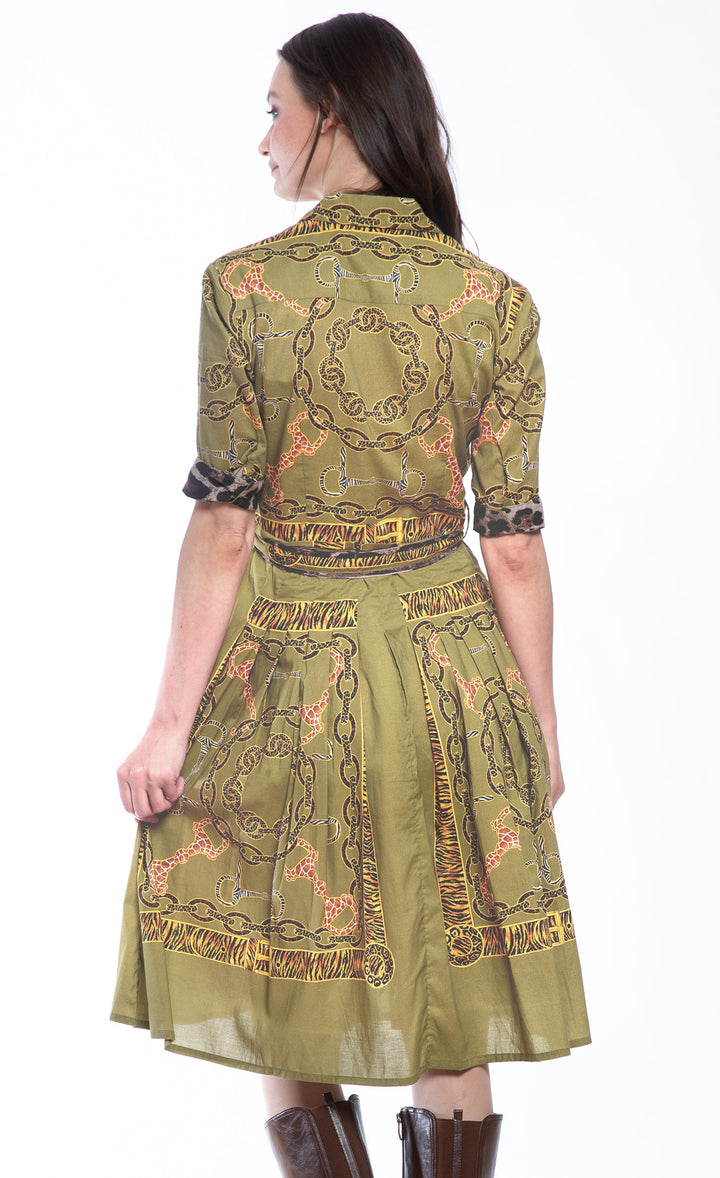 Dizzy-Lizzie Mrs Maisel Dress - Green Belt Print available at Barbara Katz