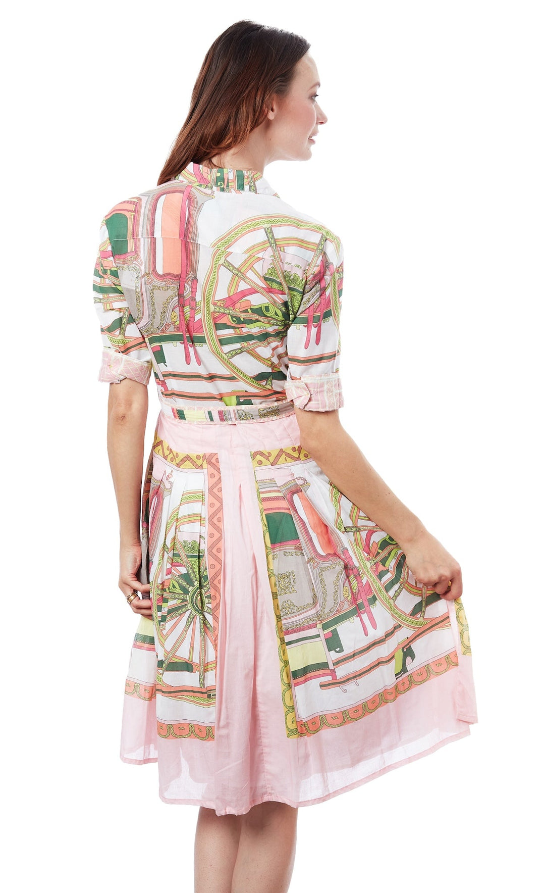 Dizzy-Lizzie Mrs Maisel Dress - Pink Wheel Print available at Barbara Katz