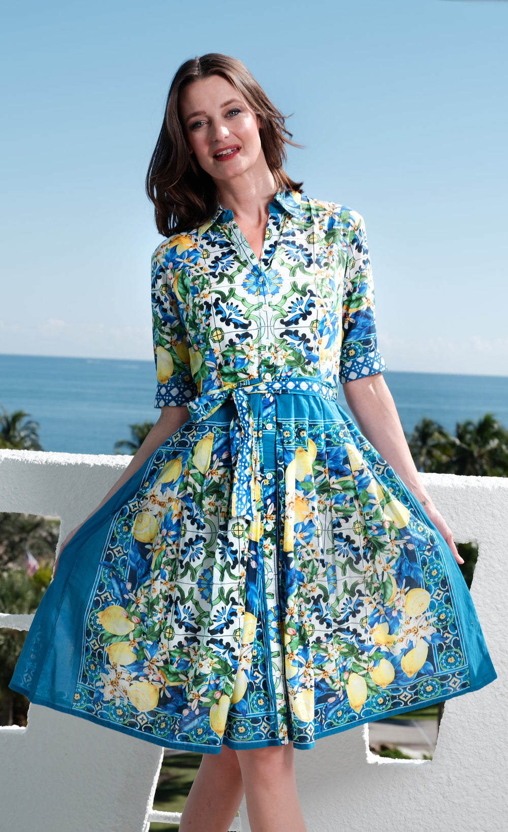 Dizzy-Lizzie Mrs Maisel Dress in Lemons Print available at Barbara Katz