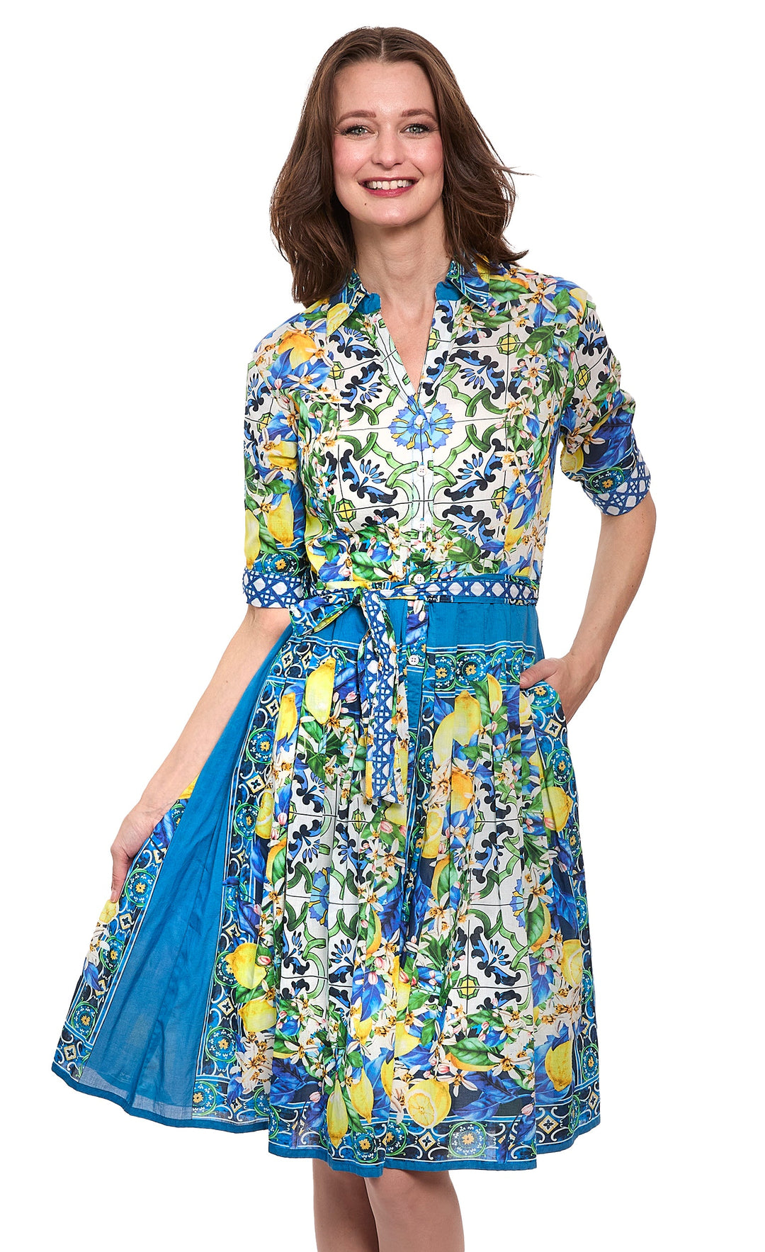 Dizzy-Lizzie Mrs Maisel Dress in Lemons Print available at Barbara Katz
