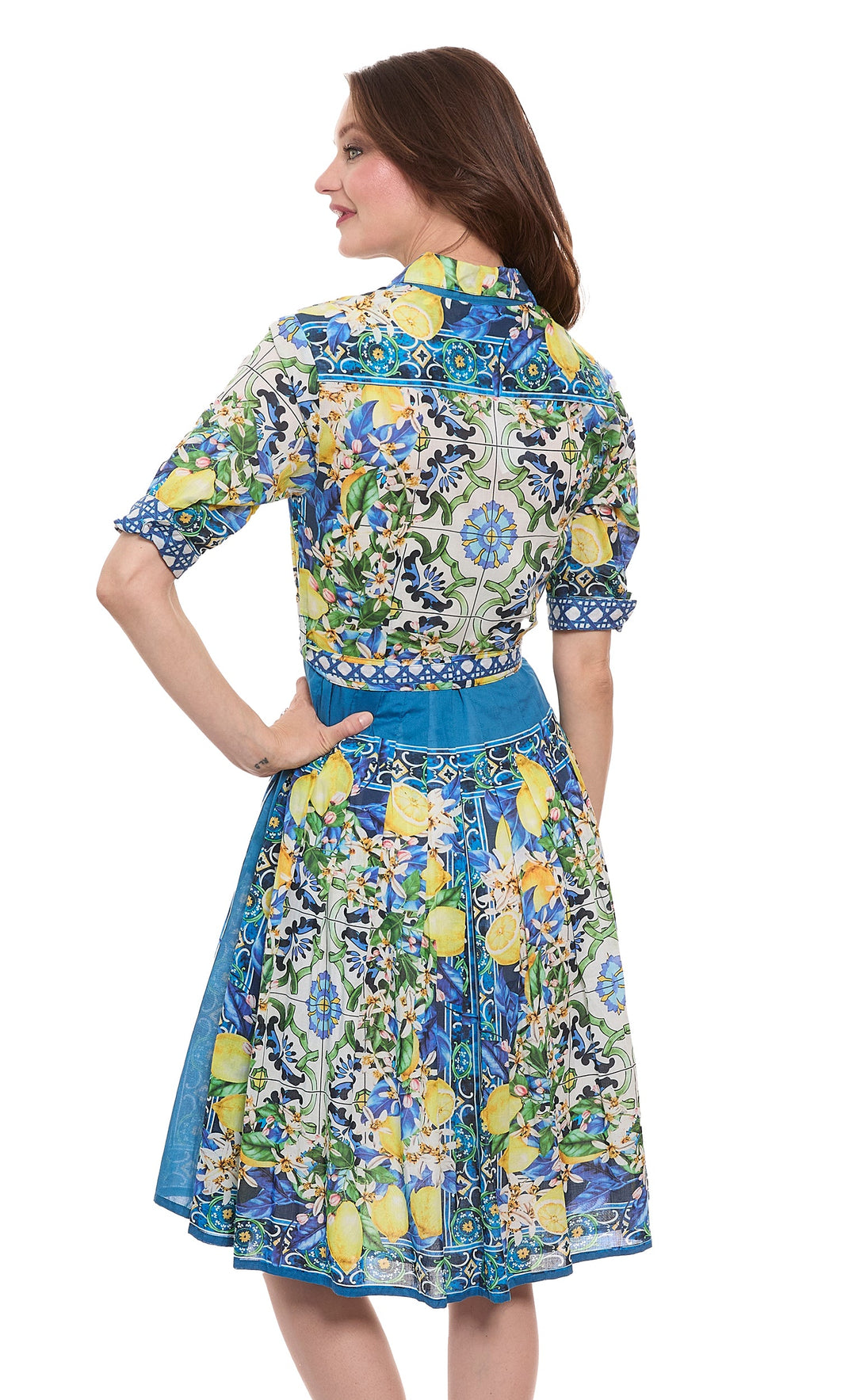 Dizzy-Lizzie Mrs Maisel Dress in Lemons Print available at Barbara Katz