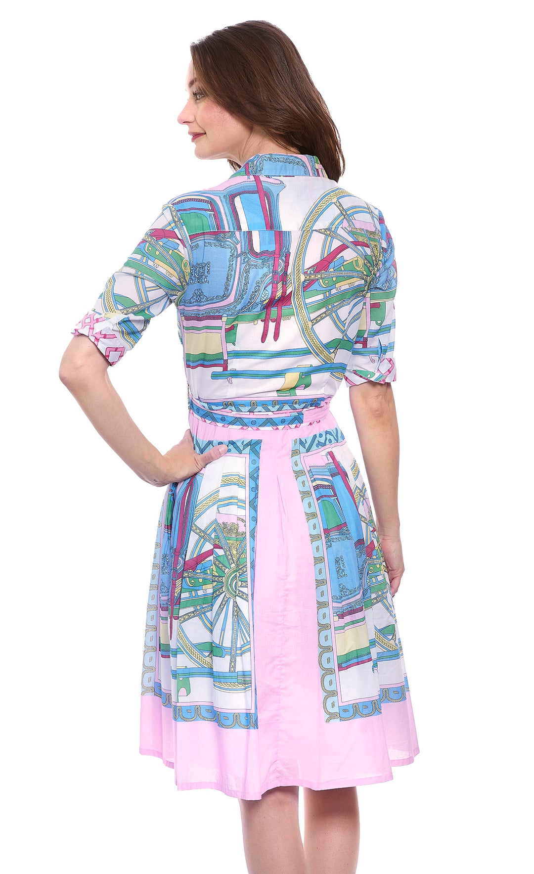 Dizzy-Lizzie Mrs Maisel Dress - Pink Coach Print available at Barbara Katz