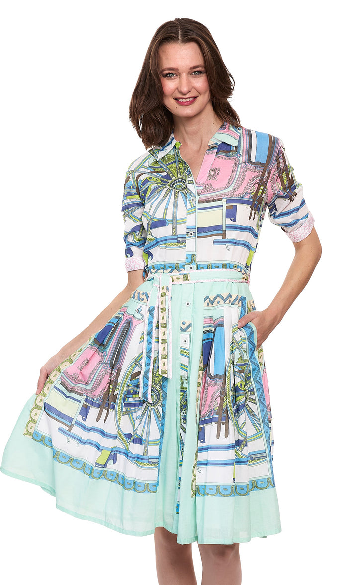 Dizzy-Lizzie Mrs Maisel Dress - Green Coach Print available at Barbara Katz