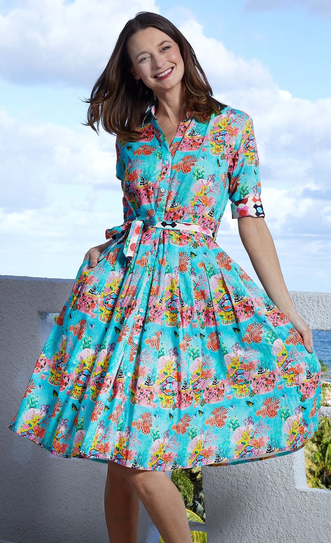 Dizzy-Lizzie Mrs Maisel Dress - Flowers And Dragons available at Barbara Katz