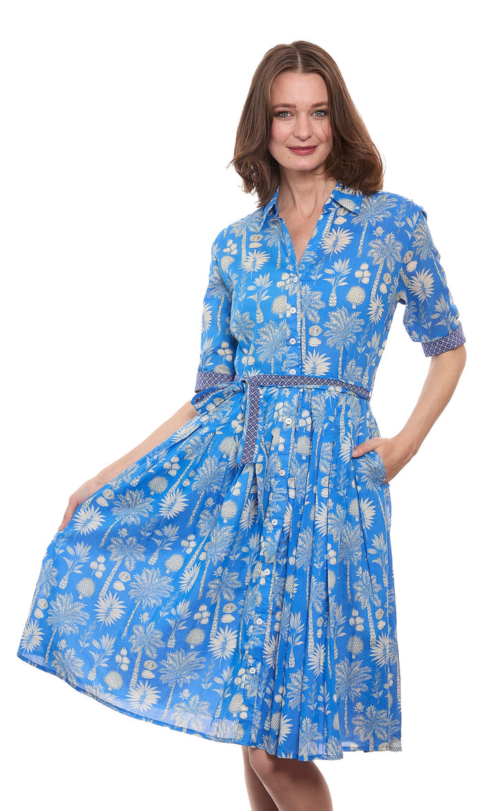 Mrs Maisel Dress - Blue Voile Botanical Print