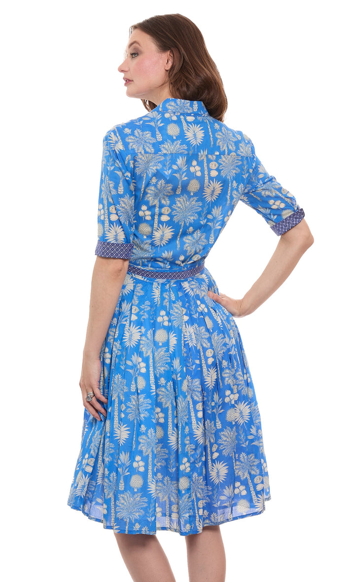 Mrs Maisel Dress - Blue Voile Botanical Print