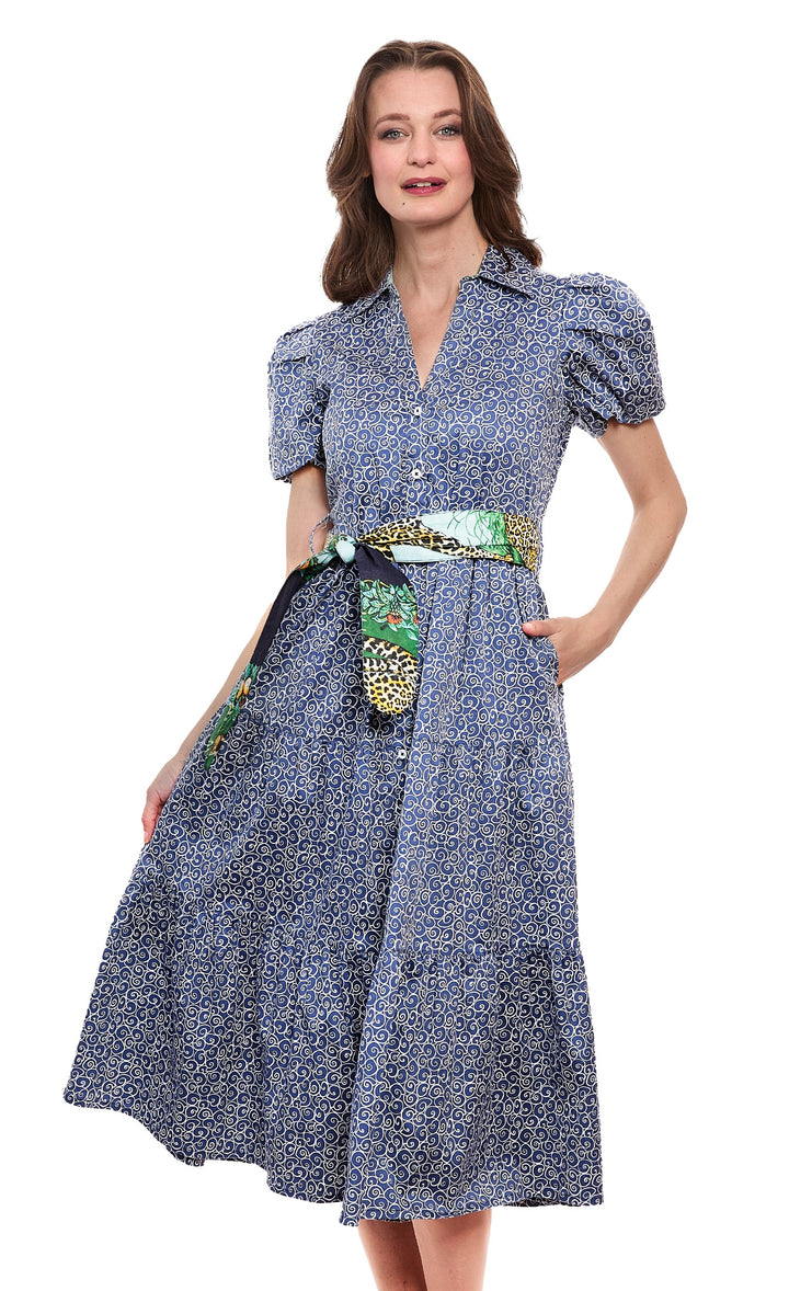 Dizzy-Lizzie Litchfield Dress - Navy White Swirl Print available at Barbara Katz