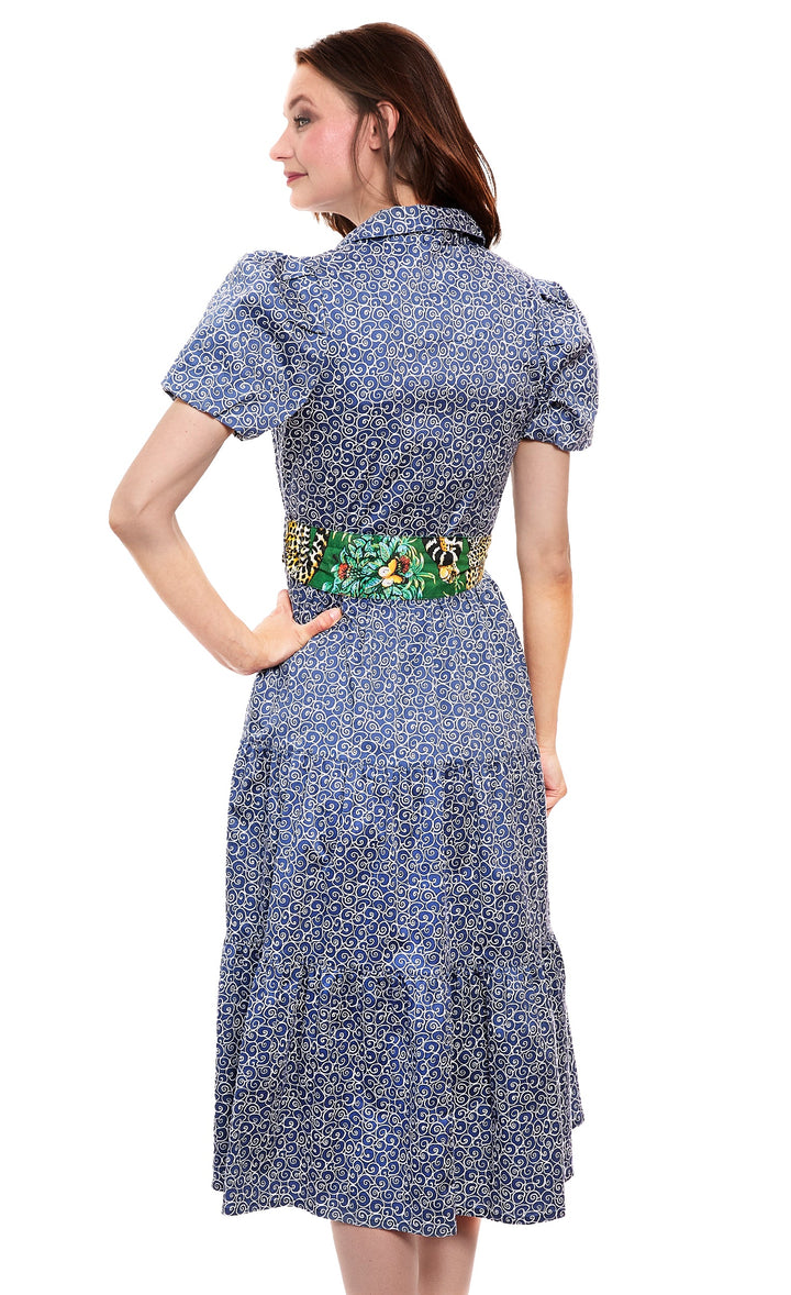 Dizzy-Lizzie Litchfield Dress - Navy White Swirl Print available at Barbara Katz