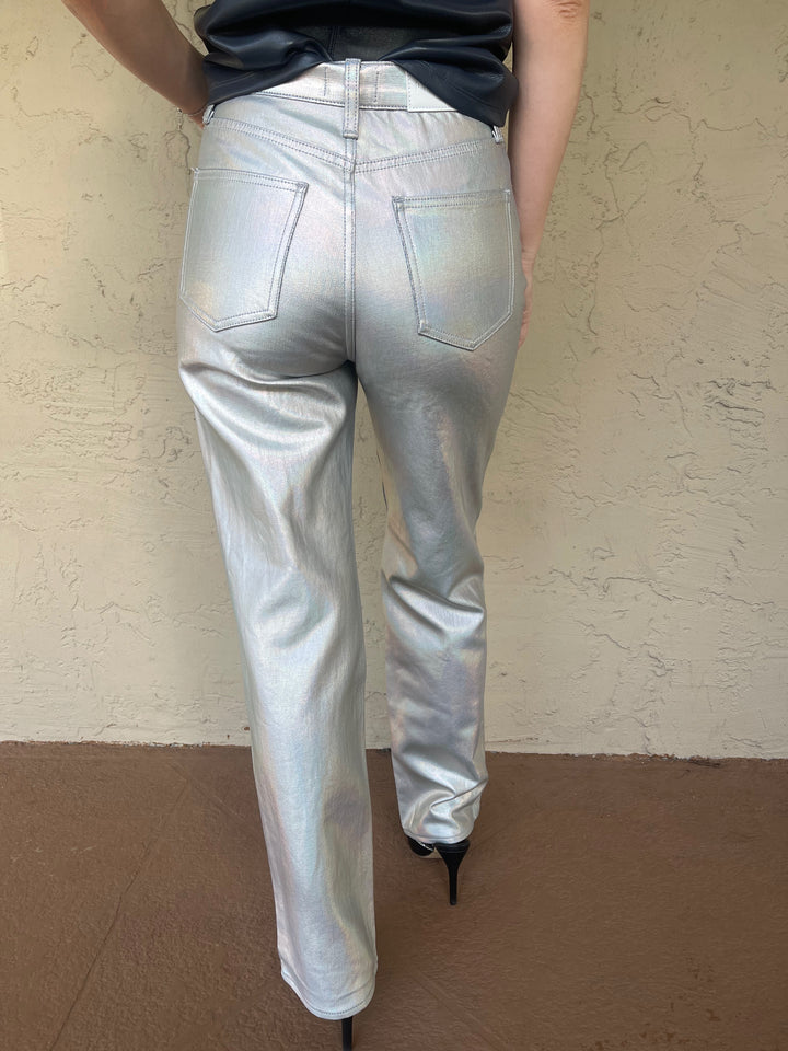 Pistola Cassie Pant in Coated Silver Prism 