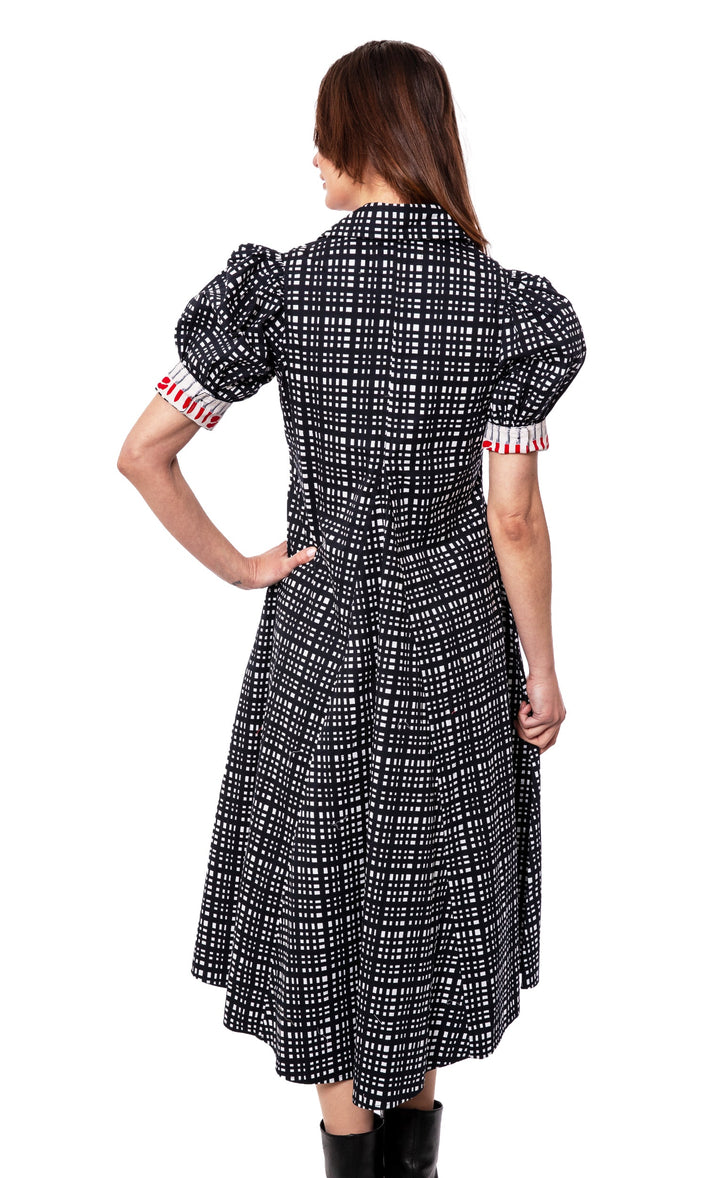 Dizzy-Lizzie Montauk Dress - Black and White Grid available at Barbara Katz