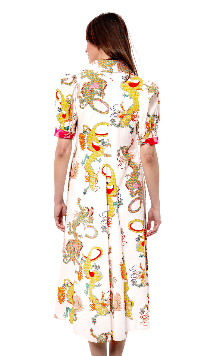 Dizzy-Lizzie Montauk Dress - White Dragon available at Barbara Katz