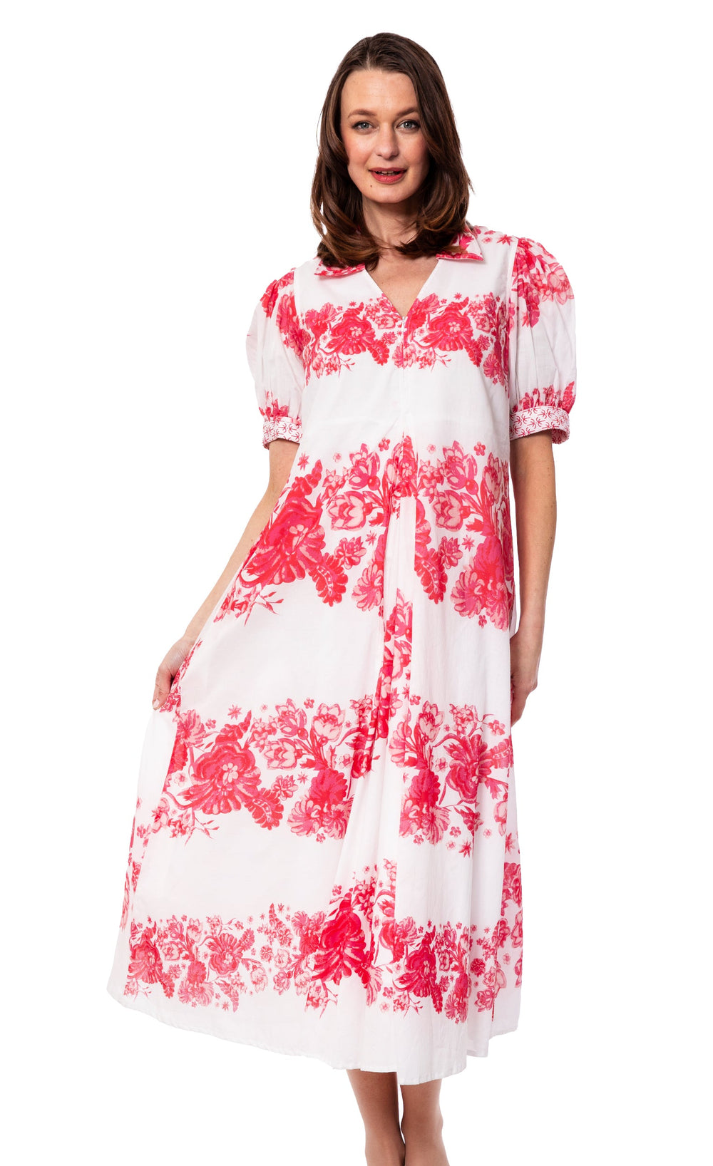 Dizzy-Lizzie Montauk Dress - Pink Engineered Print available at Barbara Katz