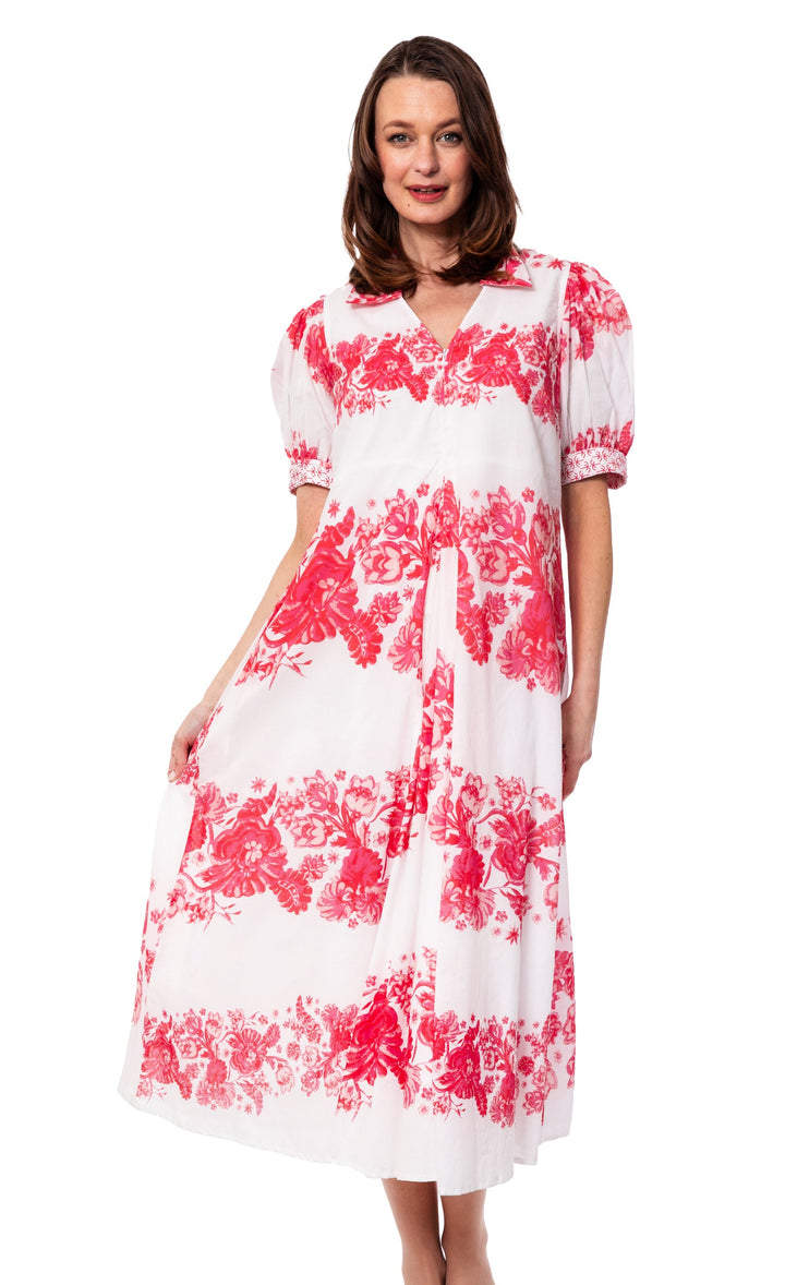 Dizzy-Lizzie Montauk Dress - Pink Engineered Print available at Barbara Katz