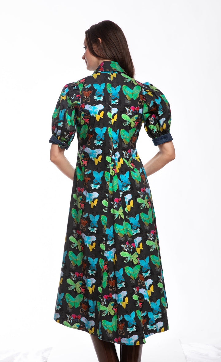 Dizzy-Lizzie Montauk Dress - Black with Butterfly Print available at Barbara Katz