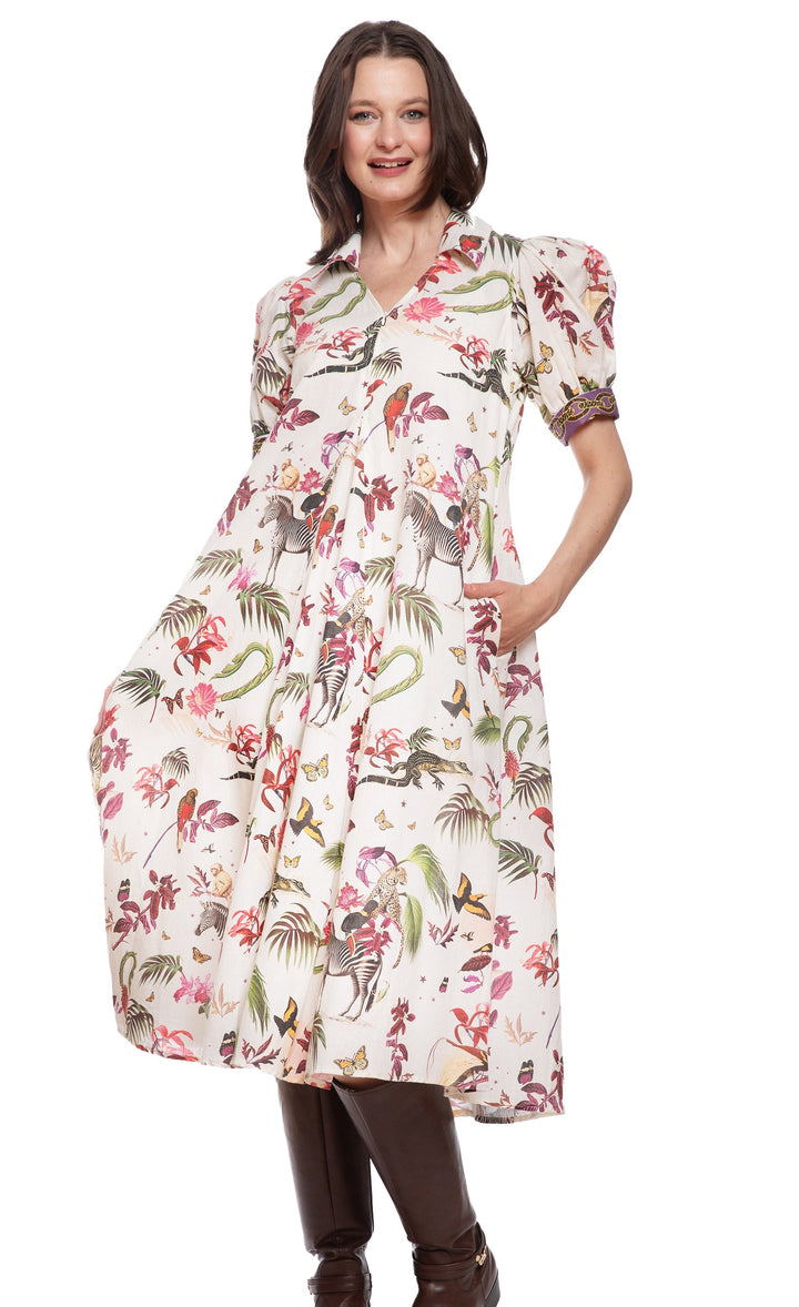 Dizzy-Lizzie Montauk Dress - Violet Safari Print available at Barbara Katz