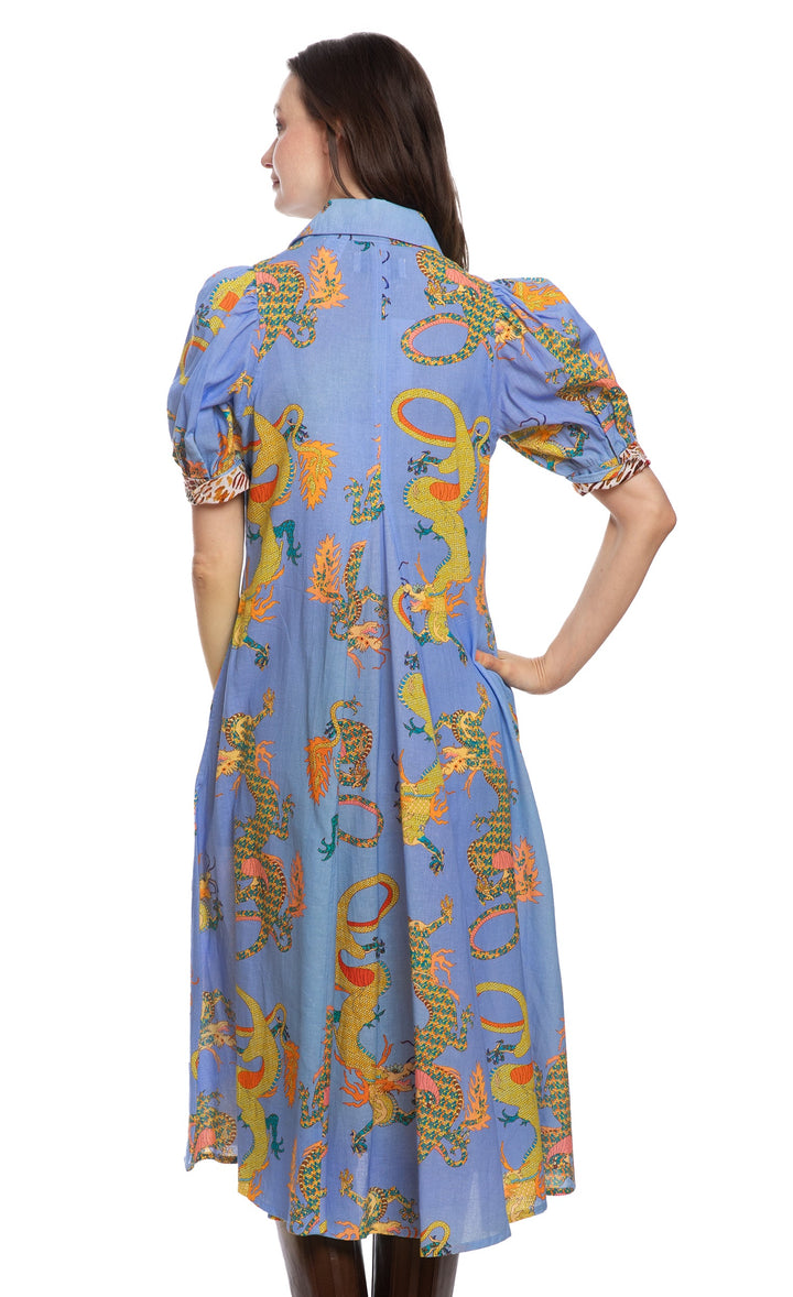 Dizzy-Lizzie Montauk Dress in Blue Dragon Print available at Barbara Katz