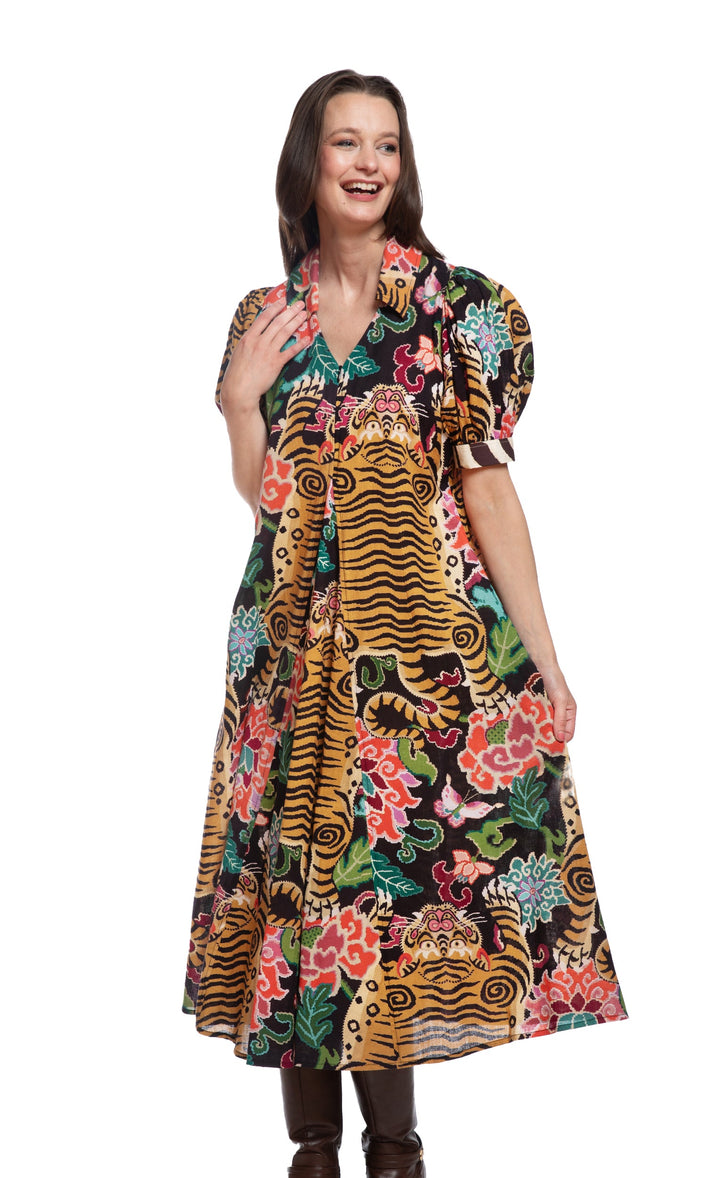 Dizzy-Lizzie Montauk Dress - Tiger Rug Print available at Barbara Katz