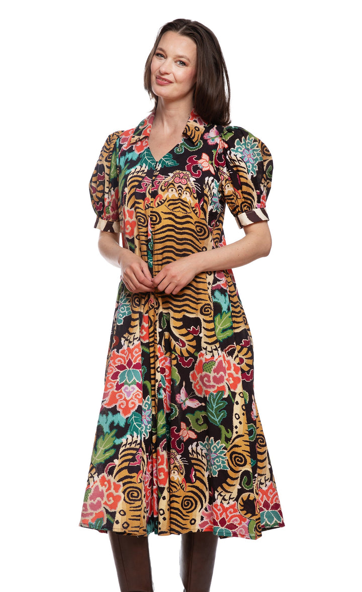 Dizzy-Lizzie Montauk Dress - Tiger Rug Print available at Barbara Katz