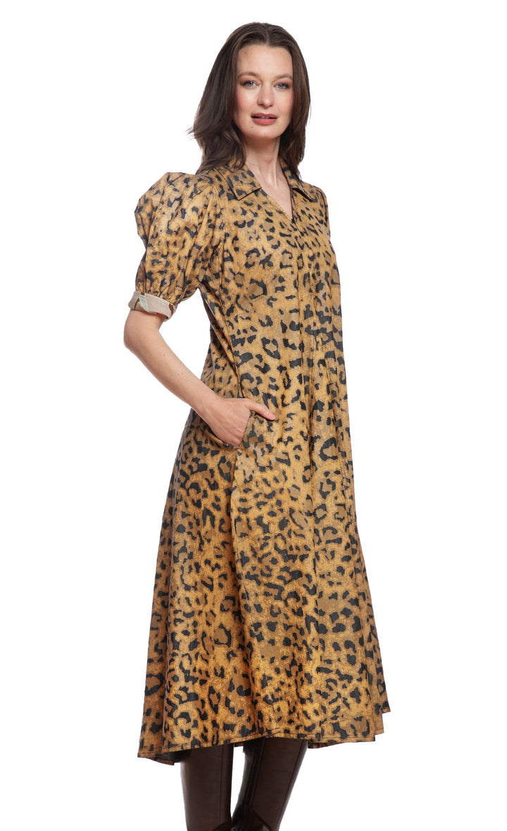 Dizzy-Lizzie Montauk Dress - Cheetah Print on Denim available at Barbara Katz