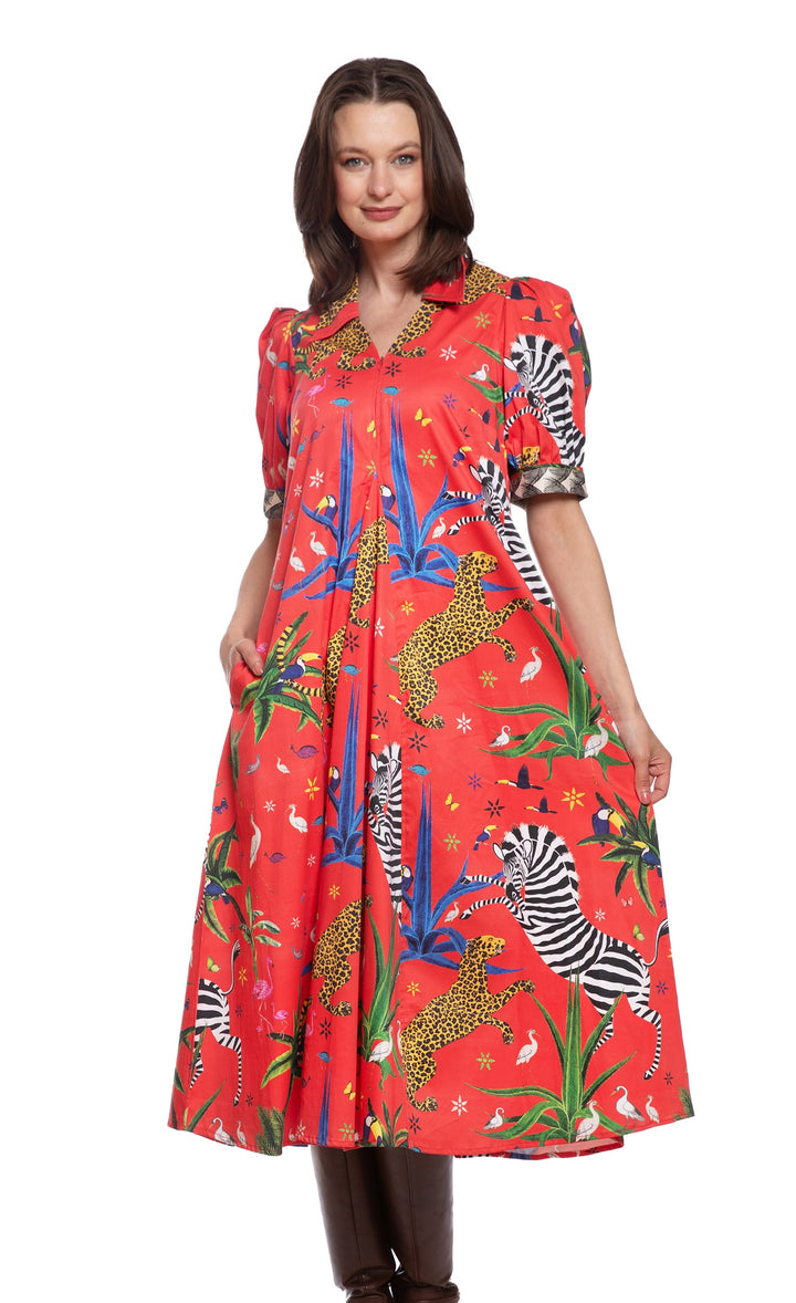 Dizzy-Lizzie Montauk Dress - Red with Zebras available at Barbara Katz
