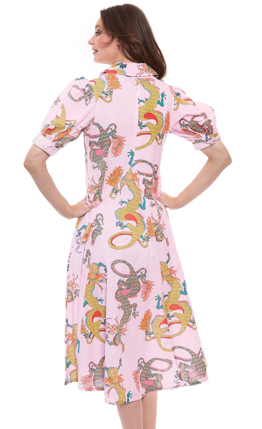Dizzy-Lizzie Montauk Dress in Powder Pink Dragon available at Barbara Katz