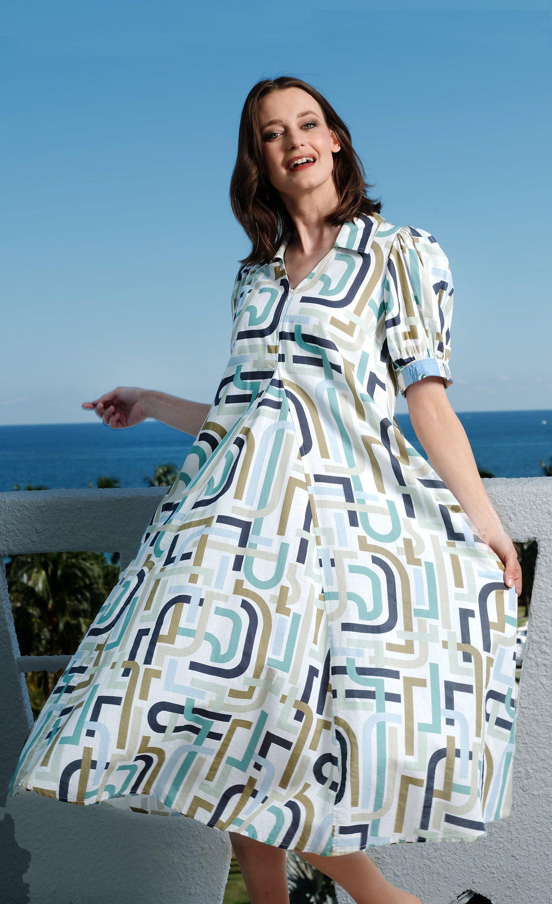 Dizzy-Lizzie Montauk Dress - Abstract Print available at Barbara Katz