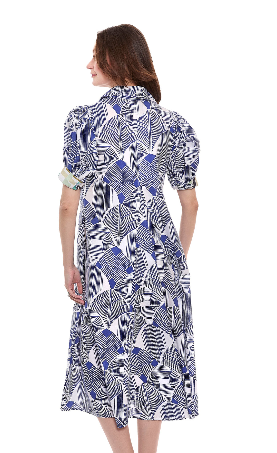 Dizzy-Lizzie Montauk Dress - Navy White Geo  Print available at Barbara Katz