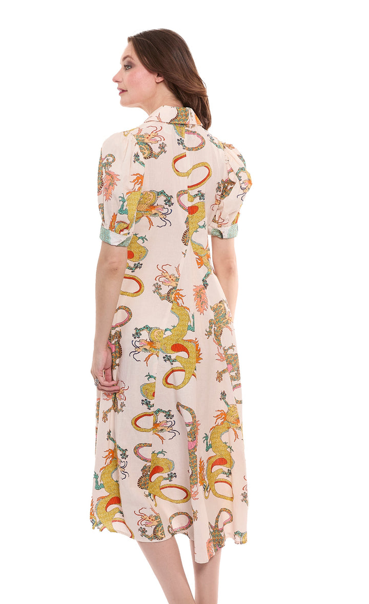 Dizzy-Lizzie Montauk Dress in Natural Dragon Print available at Barbara Katz