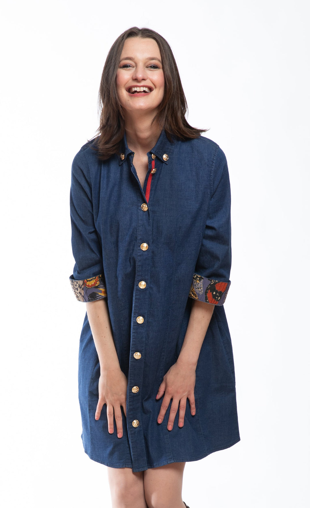 Dizzy-Lizzie Newport Denim Dress with Longer Sleeves available at Barbara Katz