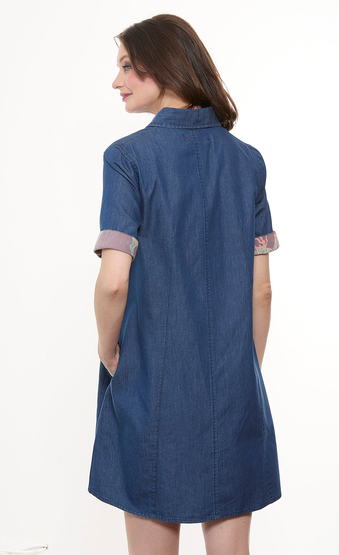 Dizzy-Lizzie Newport Dress Denim with Gold Buttons available at Barbara Katz