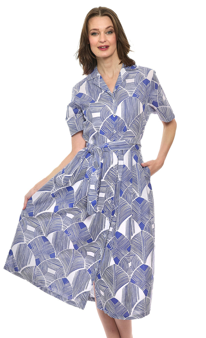 Dizzy-Lizzie Hudson Tiered Dress - Navy White Geo available at Barbara Katz