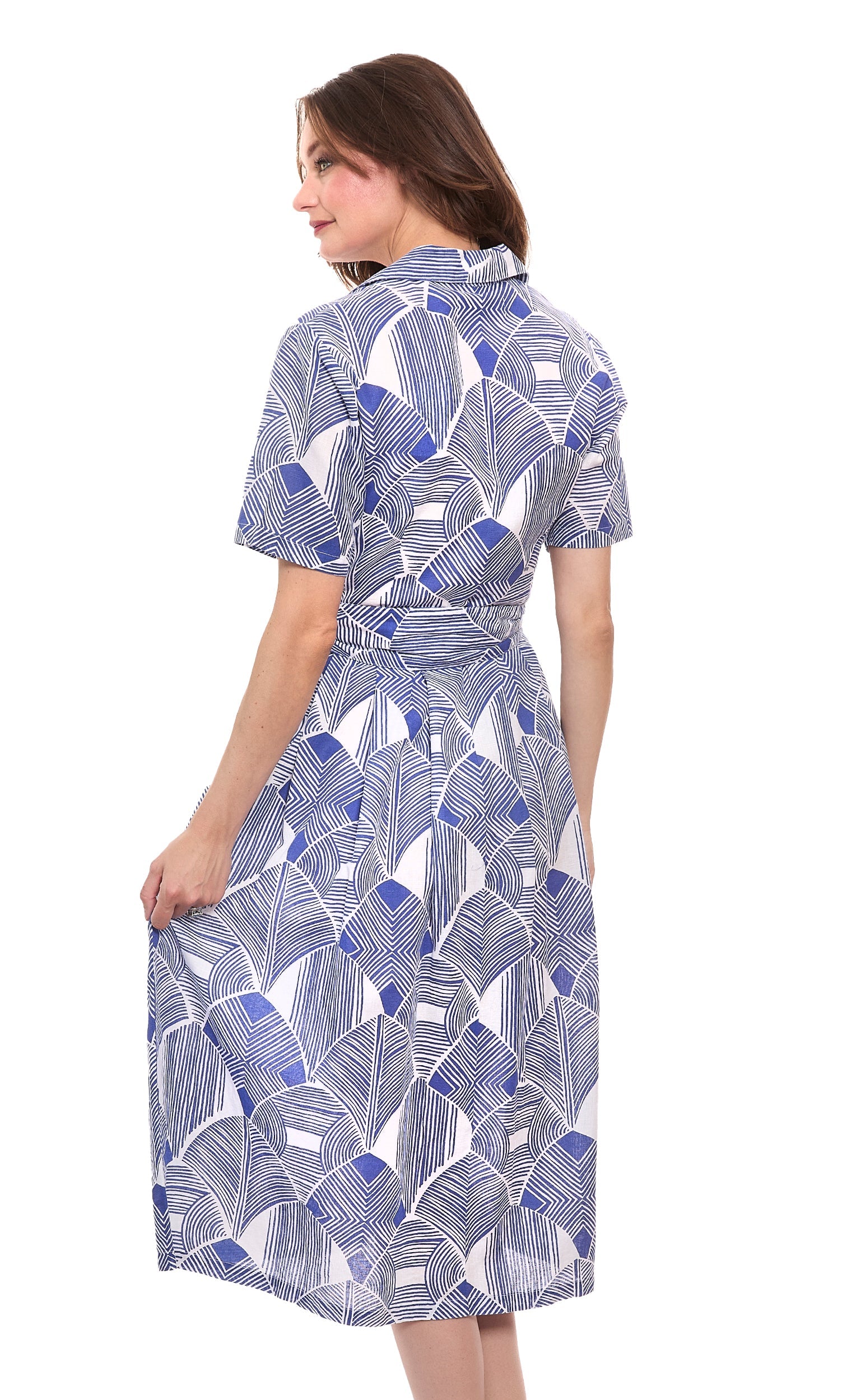 Dizzy-Lizzie Hudson Tiered Dress - Navy White Geo