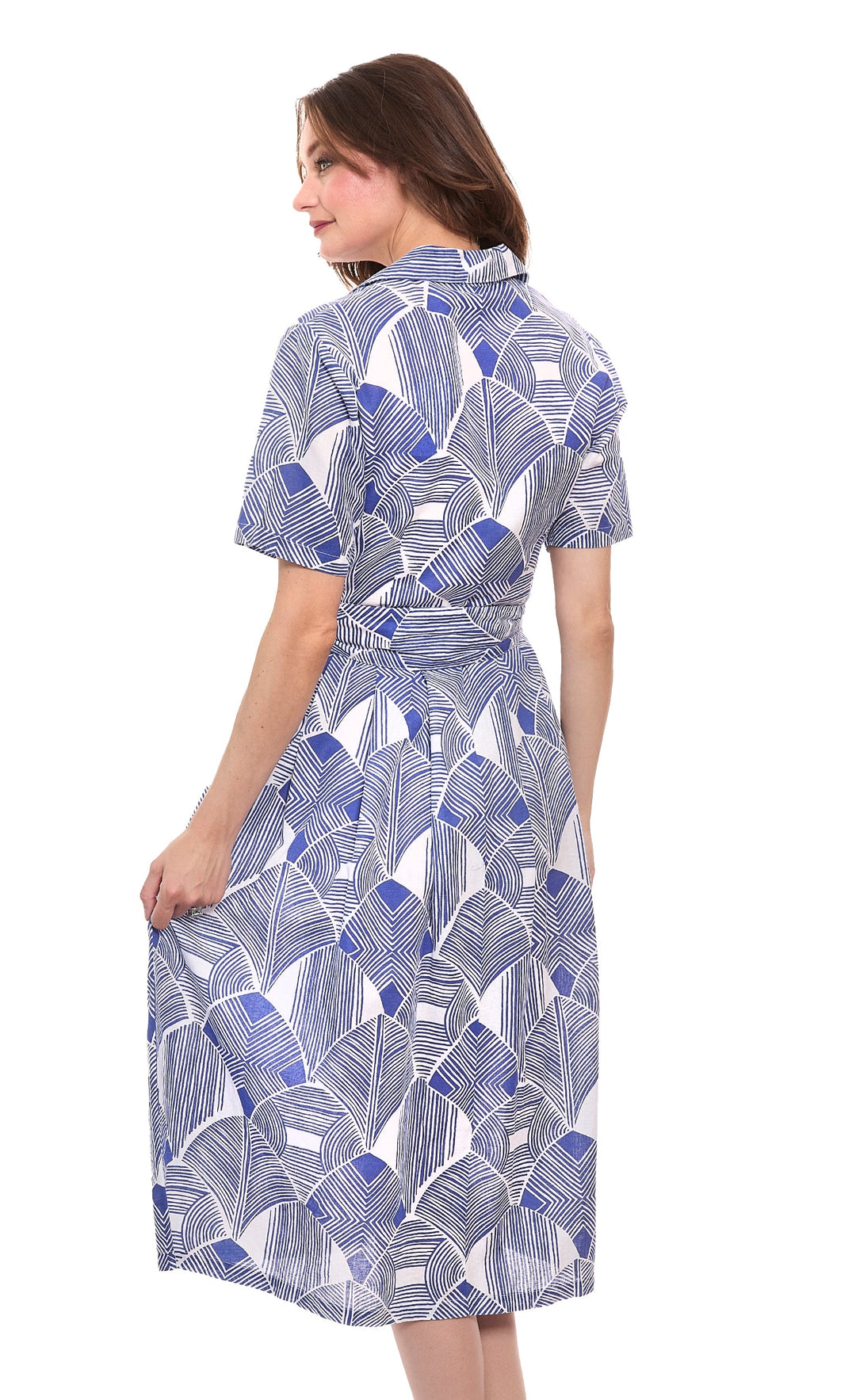 Dizzy-Lizzie Hudson Tiered Dress - Navy White Geo available at Barbara Katz