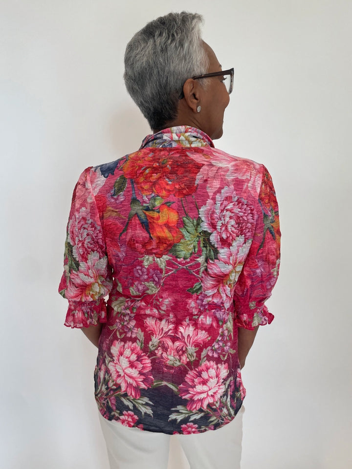 David Cline Airy Smock Sleeve Shirt in Poppy available at Barbara Katz
