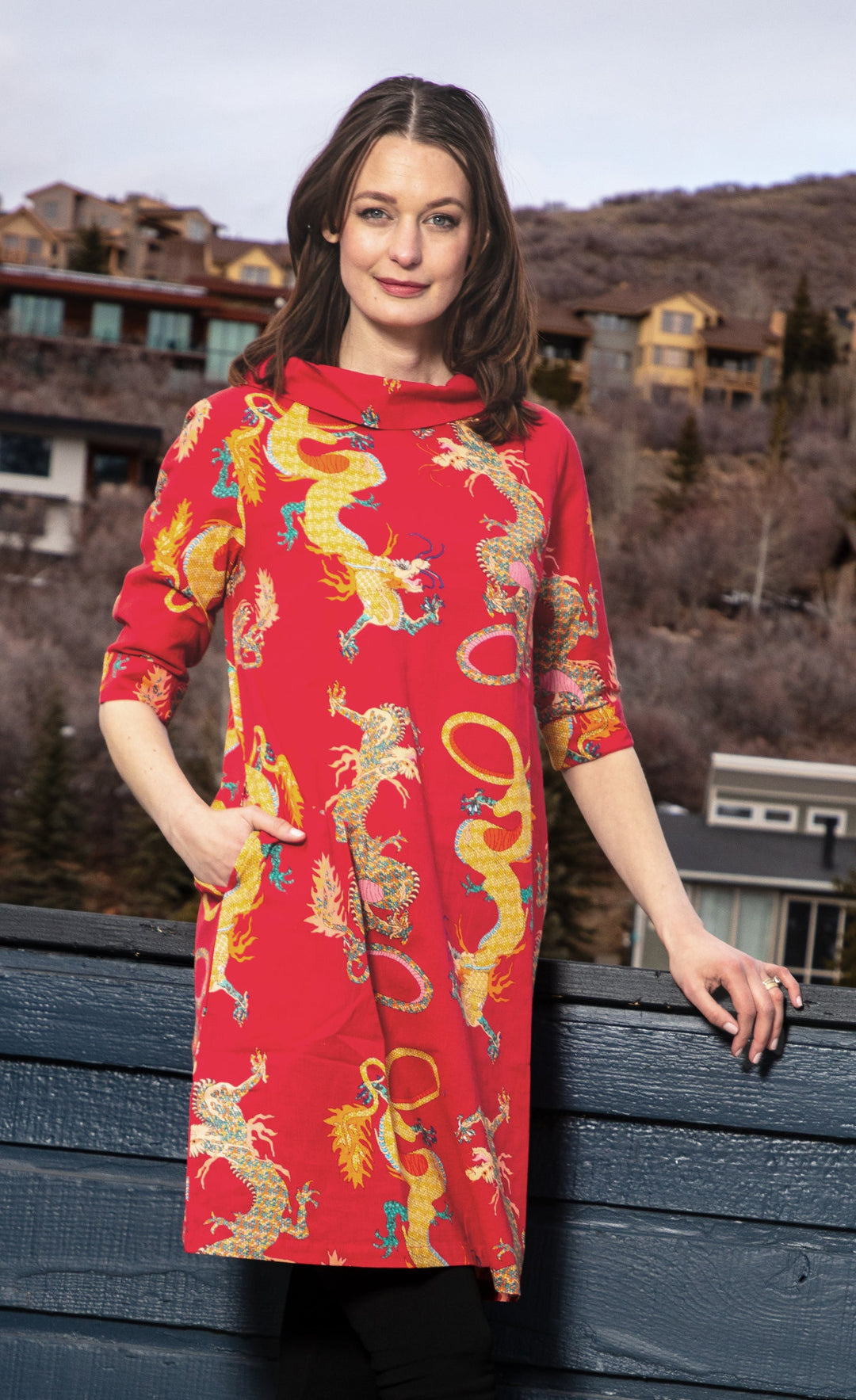 Dizzy-Lizzie Audrey Retro Dress - Red Dragons available at Barbara Katz