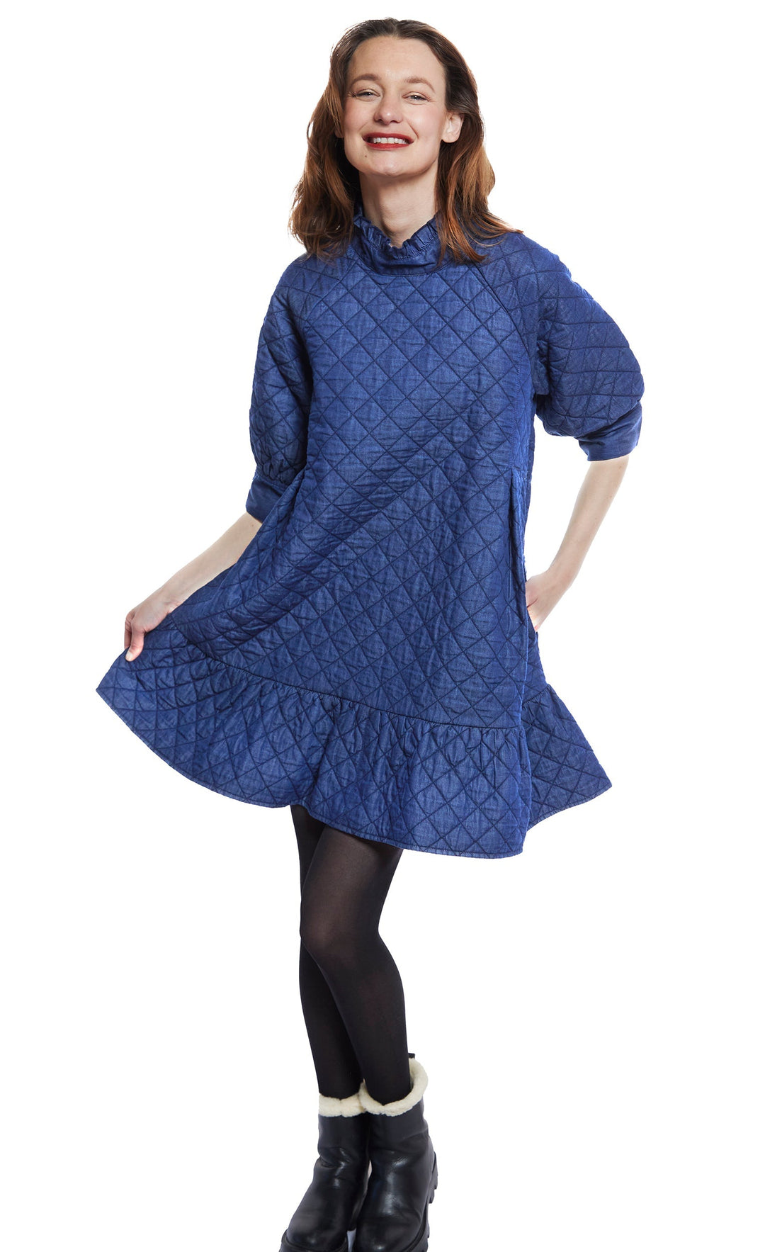 Dizzy-Lizzie St. Tropez Softly Quilted Denim Dress Barbara Katz Dizzy-Lizzie St. Tropez Softly Quilted Denim Dress Barbara Katz
