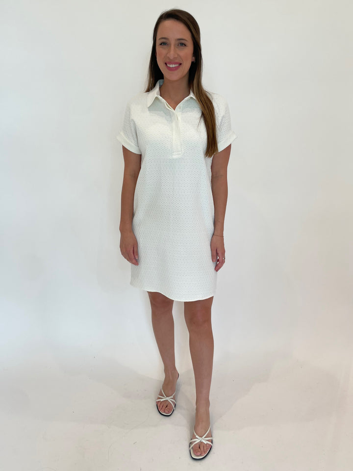 Peace of Cloth Kyle Jacquard Short Sleeve Shirt Dress in Chalk available at Barbara Katz