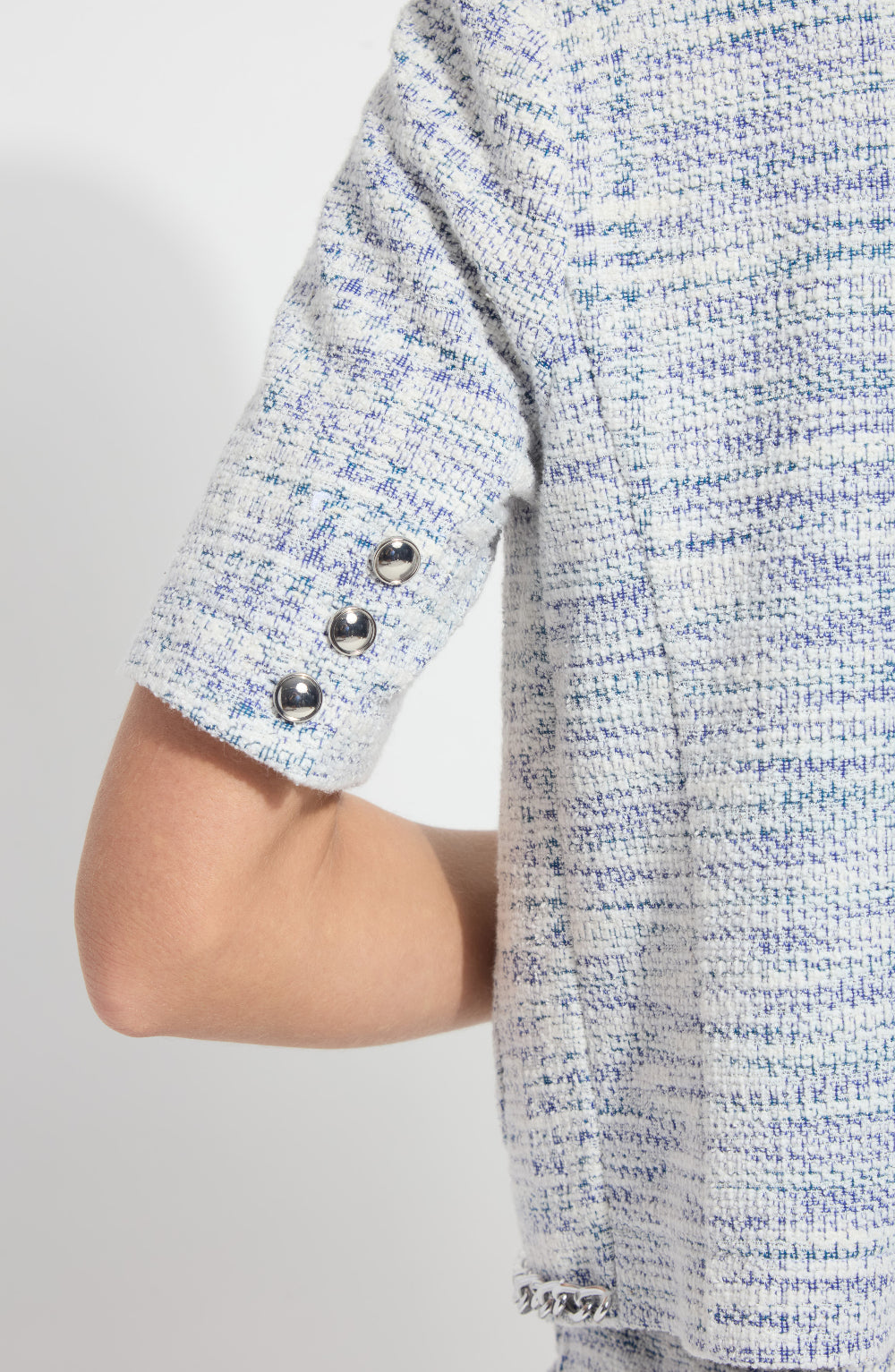 Lysse Lily Summer Tweed Jacket in Azzurro available at Barbara Katz