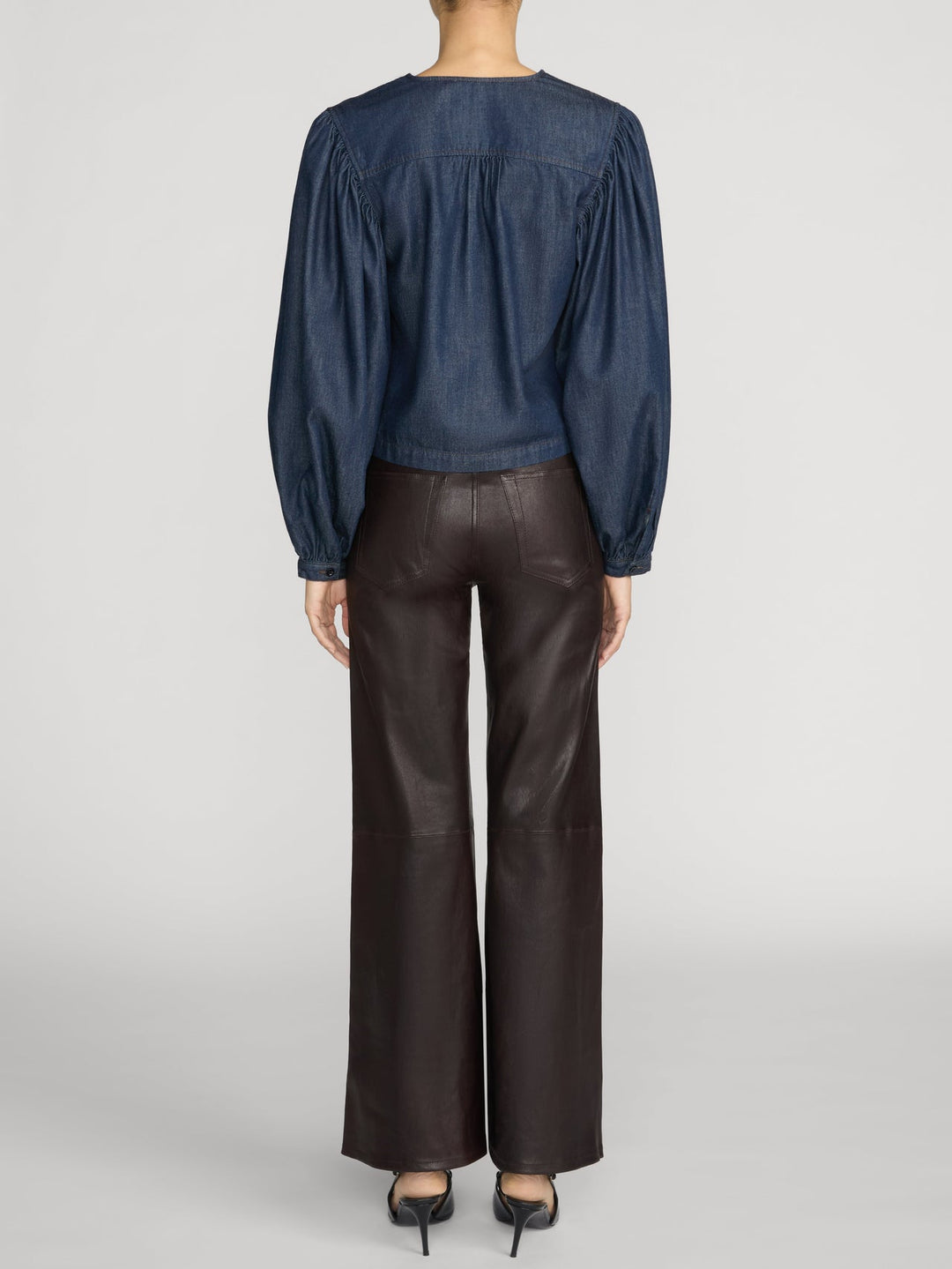 Frame The Off Duty Long Sleeve Popover in Rinse available at Barbara Katz