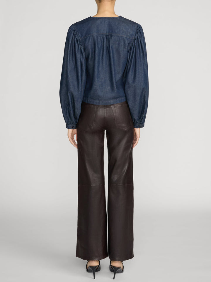 Frame The Off Duty Long Sleeve Popover in Rinse available at Barbara Katz